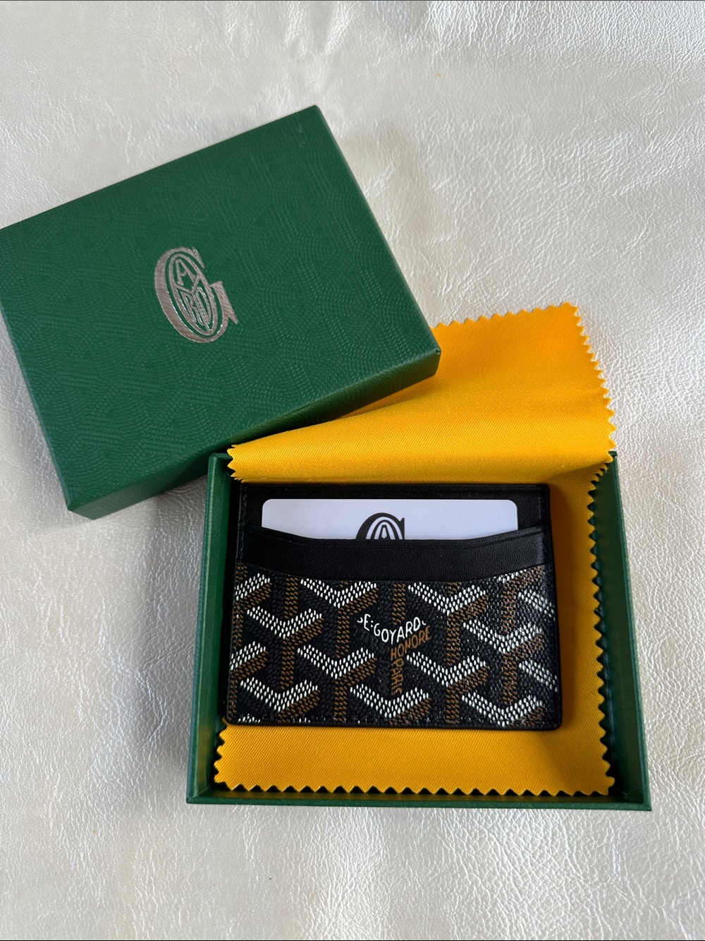 Goyard Black and Brown Goyardine Card Holder